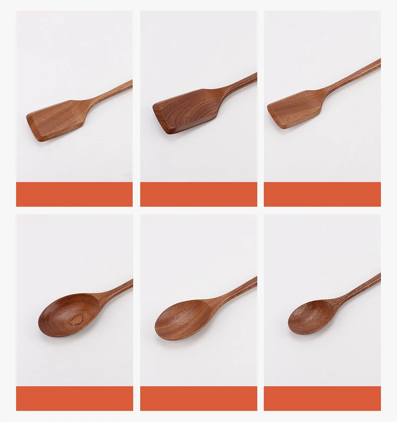 Wooden Spatulas for Cooking Nonstick Wood Kitchen Utensil Cooking Spoons Natural Teak Kitchen Utensils Set Of 6 PCS