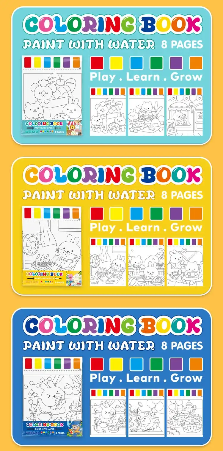 product keybaby custom 2026 cute children diy ins characters simple water coloring books with pigment for shop-8
