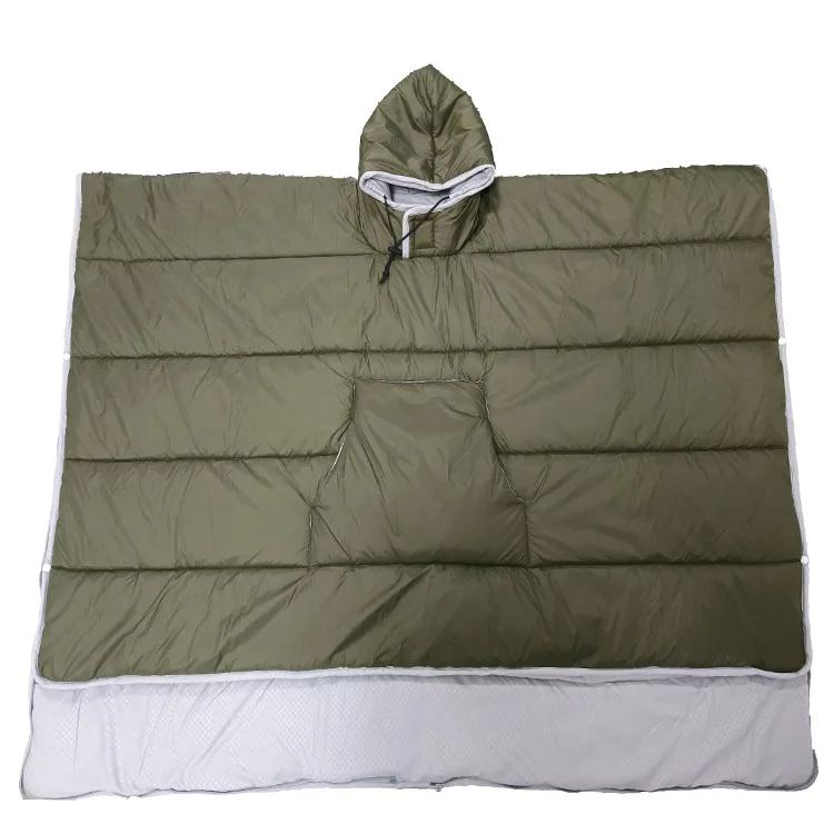 windproof sleeping bag cloak poncho wearable hoodie poncho coat blanket winter outdoor camping quilt blanket