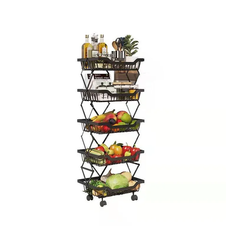 2022 new household kitchen supplies storage rack multi floor kitchen shelf fruit and vegetable basket