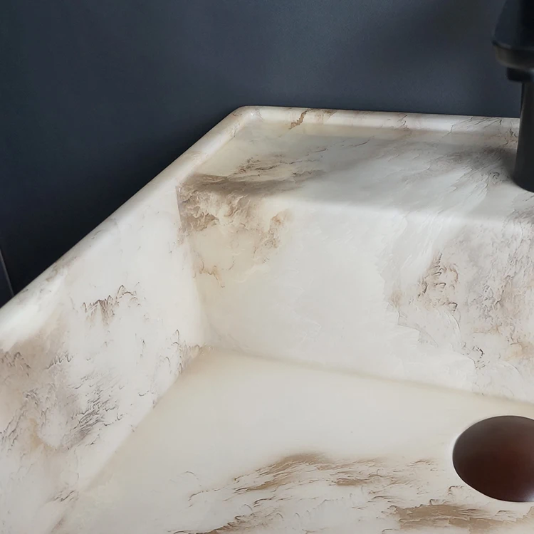 Tarpul Best Seller Modern Free Standing Pedestal Rectangular Washbasin Sink Artificial Stone Marble Mount Bathroom supplier
