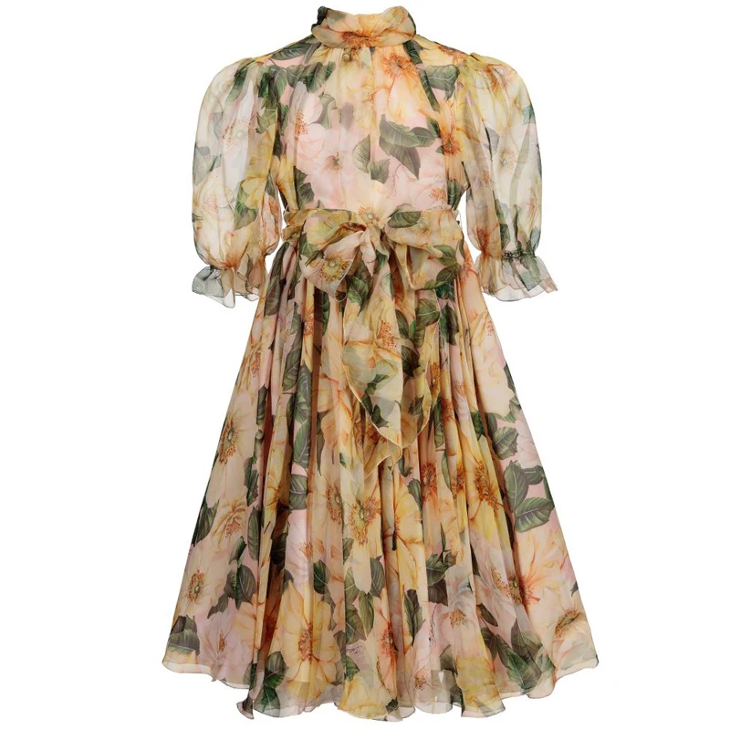 Children clothes manufacturer transparent chiffon kids dress girl floral dresses 2022