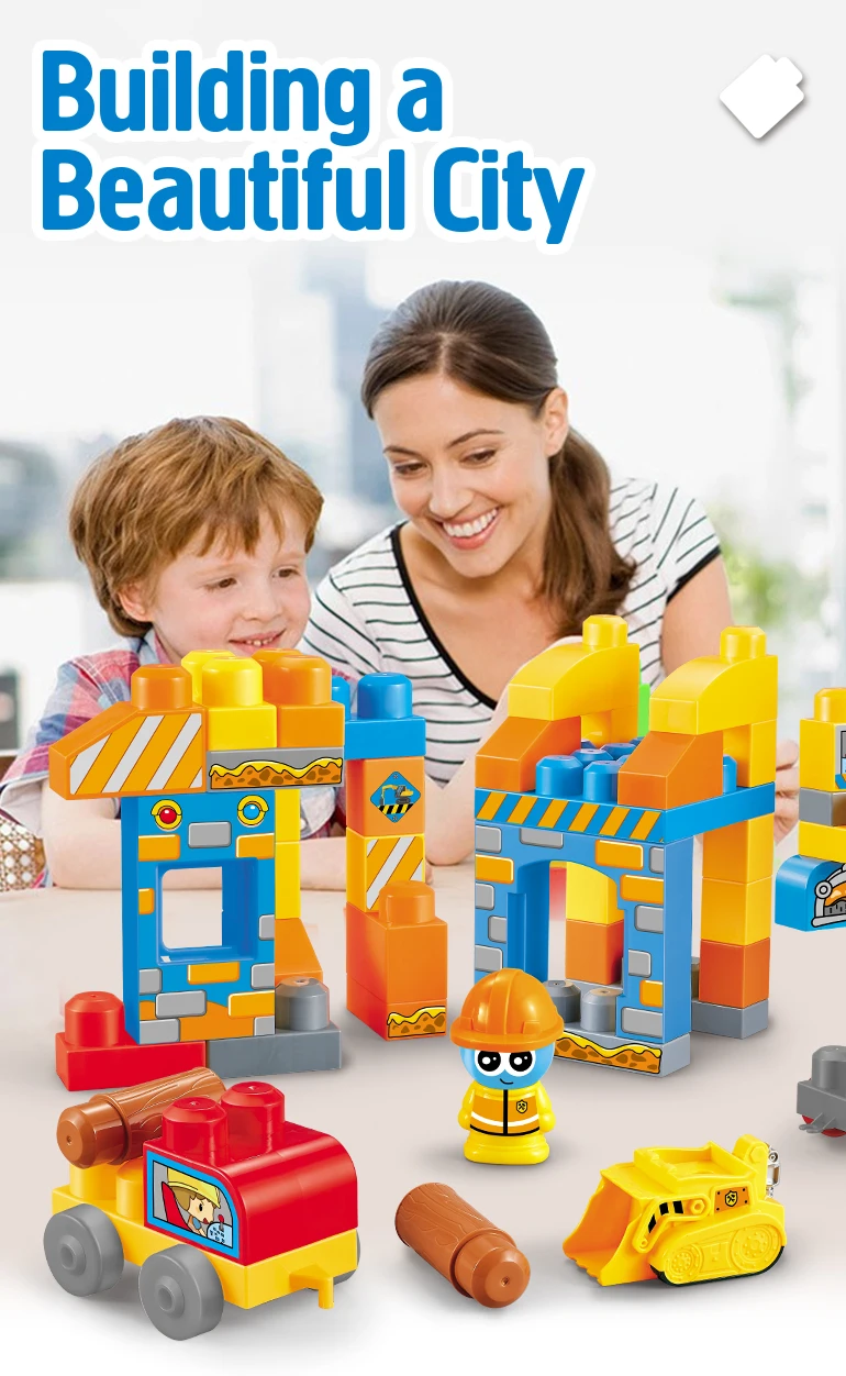 55PCS Kid City Plastic Construir Bloque Building Blocks Toy Set Educational Construction Engineering Building Blocks Toy Set