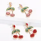 Earrings Crystal Dainty Earrings Luxury Creative Sweet Fruit Charm Dainty Earrings Full Diamond Crystal Cherry Earrings
