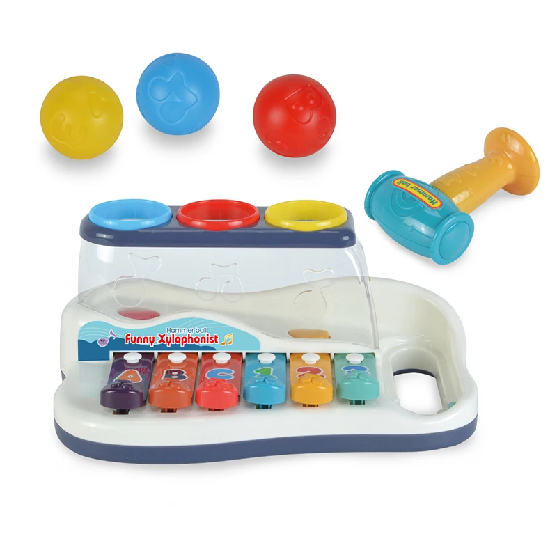 Baby interesting musical small xylophone hammer and ball drop toy children