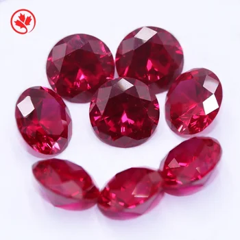 Redleaf Gems Hot sale AAA red rubi ring gemstones rose loose round lab created stone price of synthetic corundum ruby