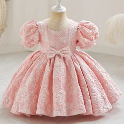 Flower Baby Dresses for Girls 2023 Court Vintage Ceremony Birthday Party Ball Gown Puff Sleeve Toddler Kids Princess Dress