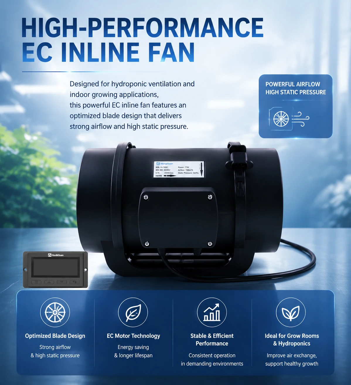 Inline Fan, 200mm, 220 V, Corded Electric - detail 4