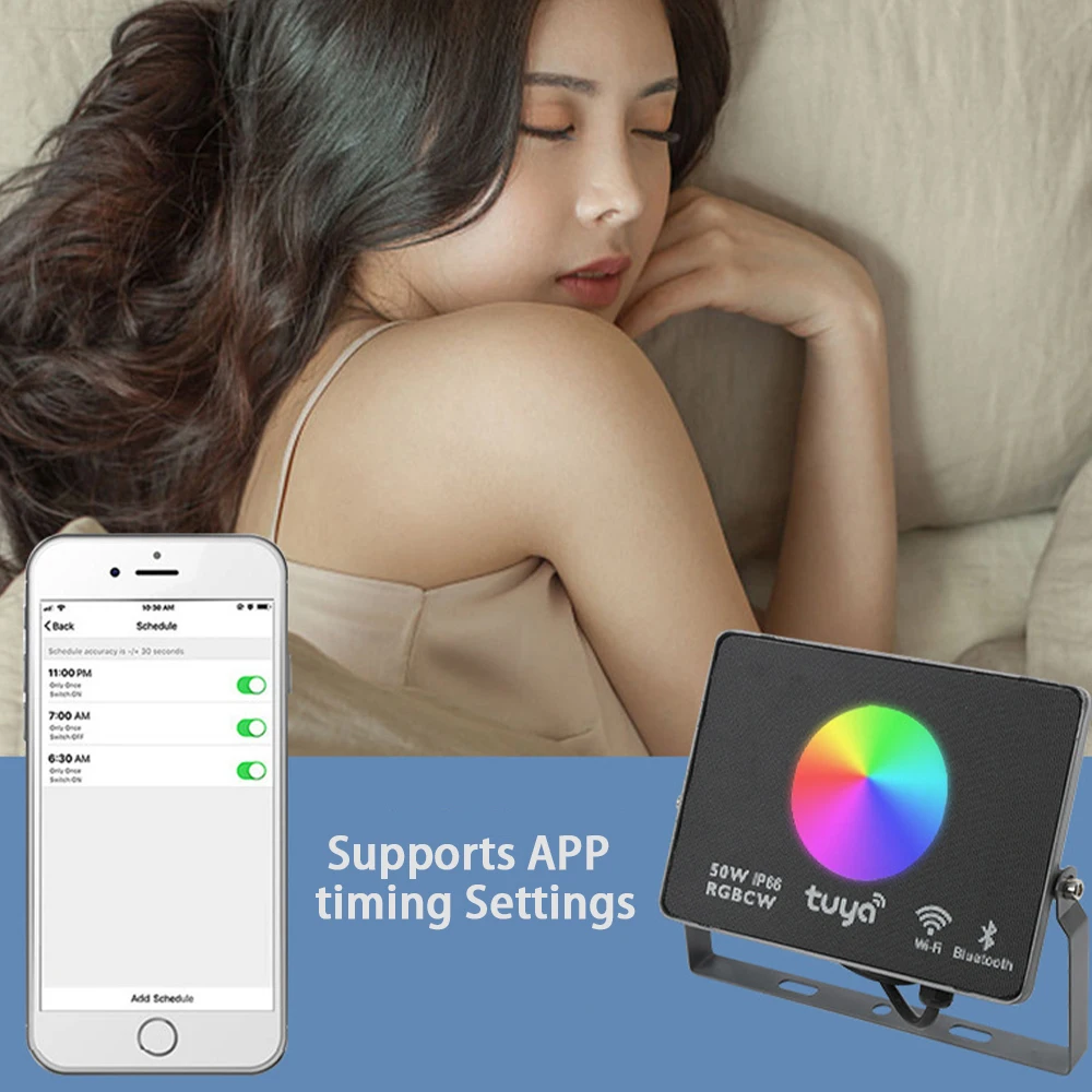 Smart Life App Cob Smart Control Landscape Spotlight 50w 150w IP65 RGBW Wifi Facade Led Flood Lighting