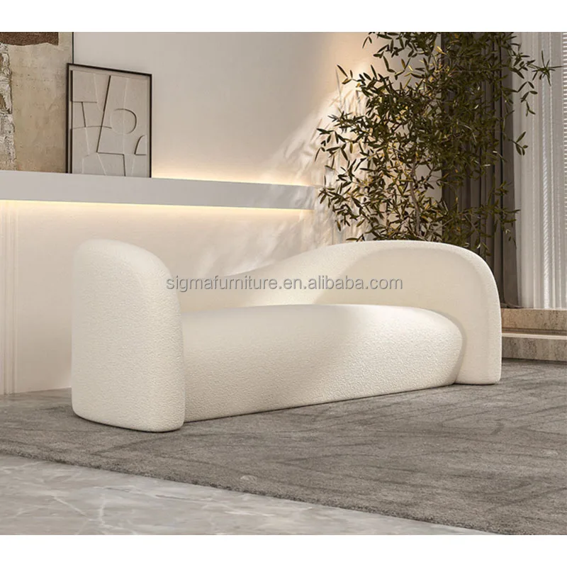 Modern luxury indoor furniture living room lamb wool curved sofa