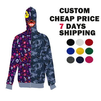 Full Face Cheap Price Oversized Custom Cartoon Boy' Hoodie Full Face Hoodies Street Wear Plus Size Full Zip Up Men Hoodies