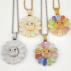 Pendant Dubai Fashion New Hot Sale Alloy Gold Plated Sunflower Hip Hop Necklace Sun Flower Pendant Necklace