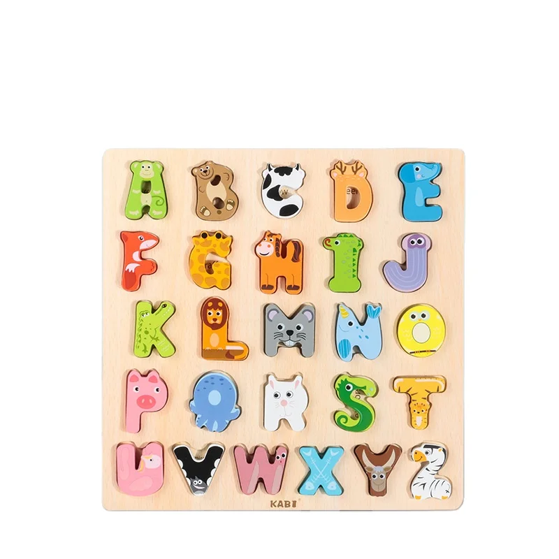 Kids Baby Wooden Wood Animal Puzzle Number Alphabet Learning Educational T VTX 