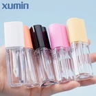 Fancy Cosmetic Pack Lip Gloss Tubes With Heart Shape Applicator Light Pink And Black White Orange Cap With Vogue Wands