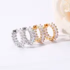 Earrings Gold White Stainless Steel Earrings Women Zircon Stone Gold Plated White Gold Diamond Hoop Earrings