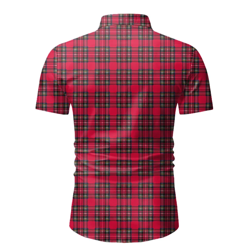 Wholesale summer men's casual short sleeve plaid shirt Euro size small plaid beach shirt for men