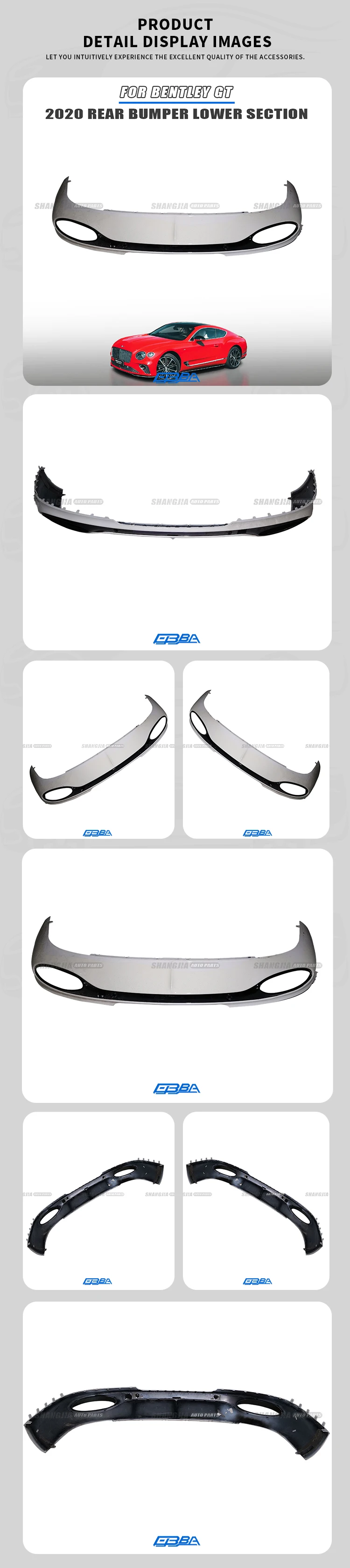 Auto Parts Universal Car Spoiler Rear Bumper Lower Plastic White poiler For Bentley GT 3SD807527A factory