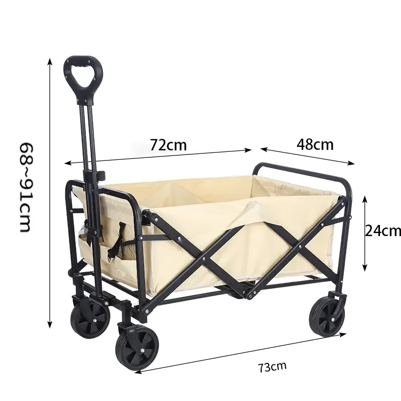 Camping folding handcart outdoor travel cart mini folding portable handcart 4-wheel camping cart