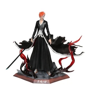 Kurosaki Ichigo Anime Figure Bleach 30cm PVC Action Figurine Manga Bankai Mode Changeable Head Collection Statue Model Toys