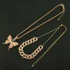 Silver Pendant Gold Silver Iced Out Cuban Link Chain Tennis Chain Butterfly Pendant Necklace Womens Jewelry