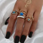 Jewelry In Stock Cheap Factory Price 4pcs/set Gold Plated Evil Eye Ring Set Women Jewelry