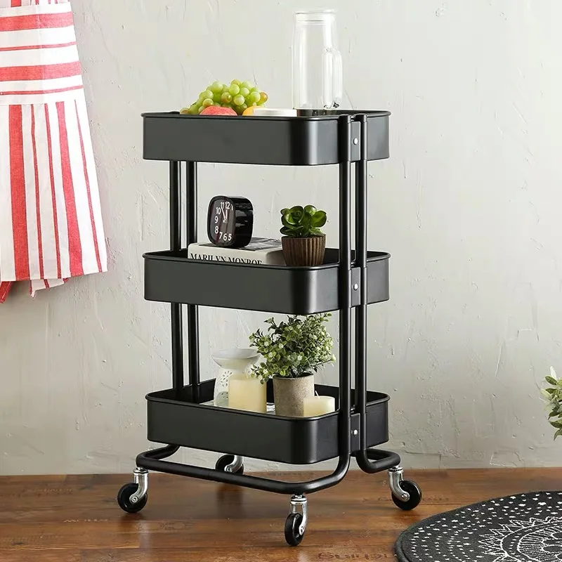 Multifunctional  Kitchen food vegetable Trolley service Cart With Storage Drawers and Baskets for kitchen
