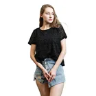 Summer Summer Women's Round Neck Loose Temperament Commuting Stripe Pattern Black Short Sleeve Pullover T-shirt