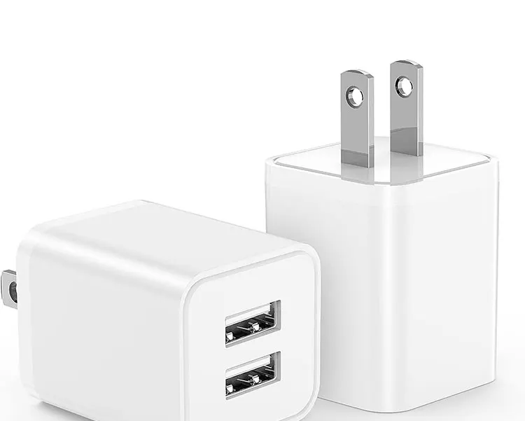 Fast Charging 5V 2.4A Dual USB Ports Mini Adapter US Plug Wall Charger for Phone