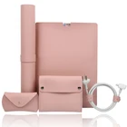 Professional Waterproof 5 In 1 Leather Mouse Pad Computer Bag For 12 13 14 15 Inch Laptop Sleeve Set