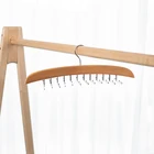 Hooks 360 Degree Multi Hooks Premium Wooden Space Saving Foldable Scarf Tie Belt Hanger