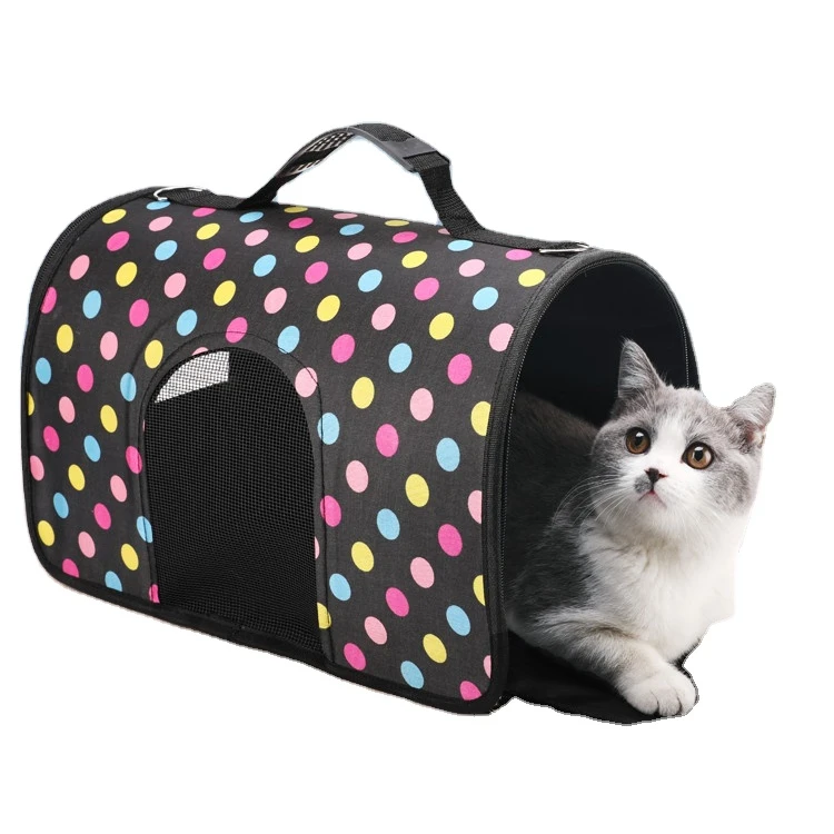 Brown White OUMEI Fashion Pet Carrier Carrier,Soft,Ventilated,Travel Portable Pet Bag,for Small Dogs,Cats 