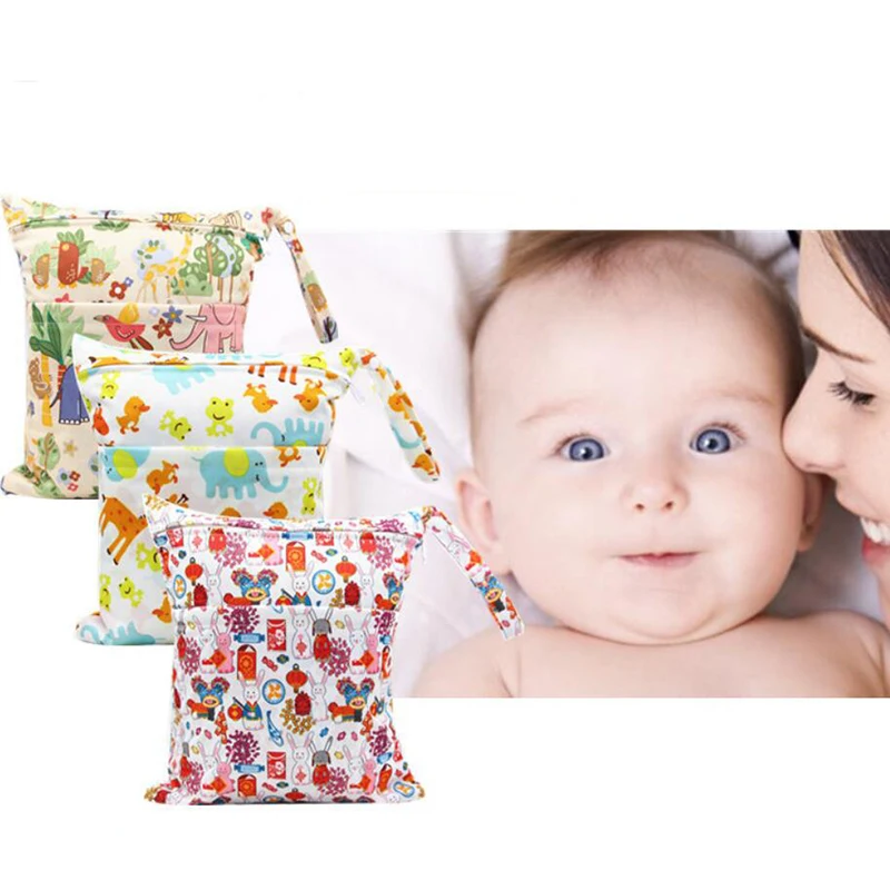 Top Seller Waterproof Reusable with Two Pockets Travel Baby Items Wet Clothes Baby Cloth Diaper Wet Dry Nappy Bag