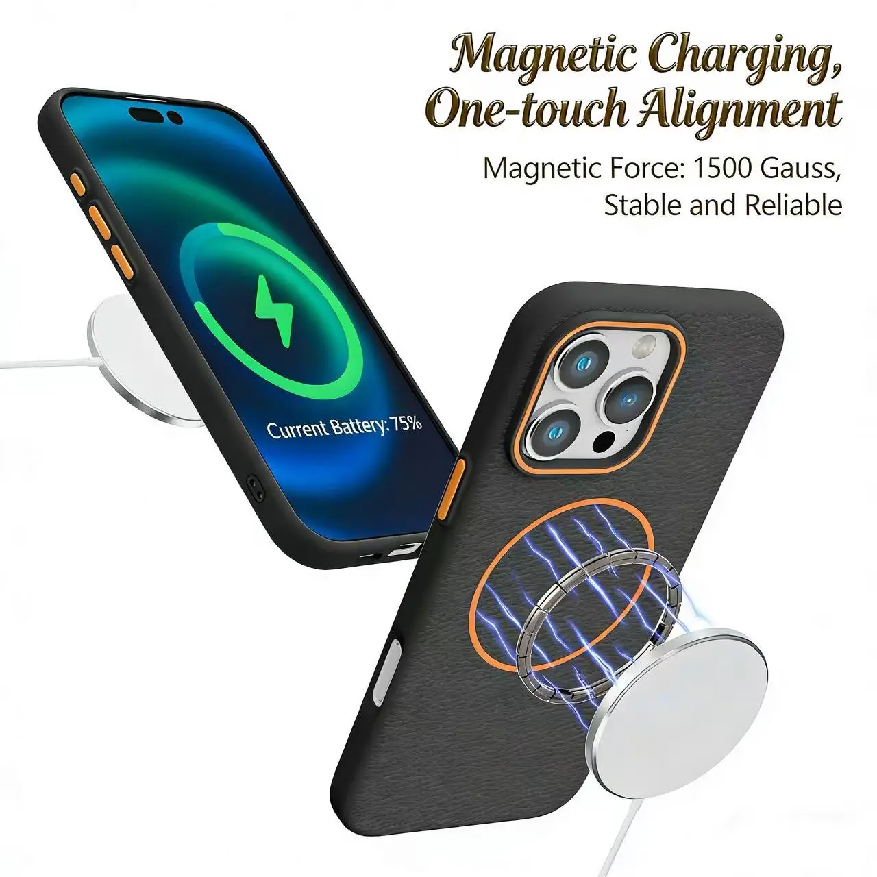 product laudtec new color fine magnetic litchi pattern tpu phone case with velvet lining full coverage suitable for iphone 16-2