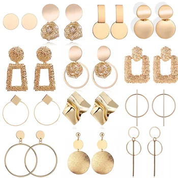 Jachon 2022 Fashion 18k Real Gold Earring jewelry Geometric S925 Sterling Silver Earrings Women Hanging Dangle Drop Earrings