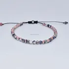 Silver Beads HERTINY 925 Sterling Silver Spacers Pearl Beads Pink Jasper Gemstone Beaded Adjustable Length Bracelet