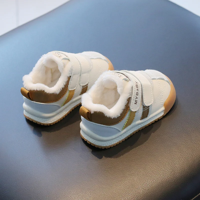 Newest Winter Walking Kids Shoes Soft Rubber Soled Sneakers Plush Fleece Toddler Baby Shoes details