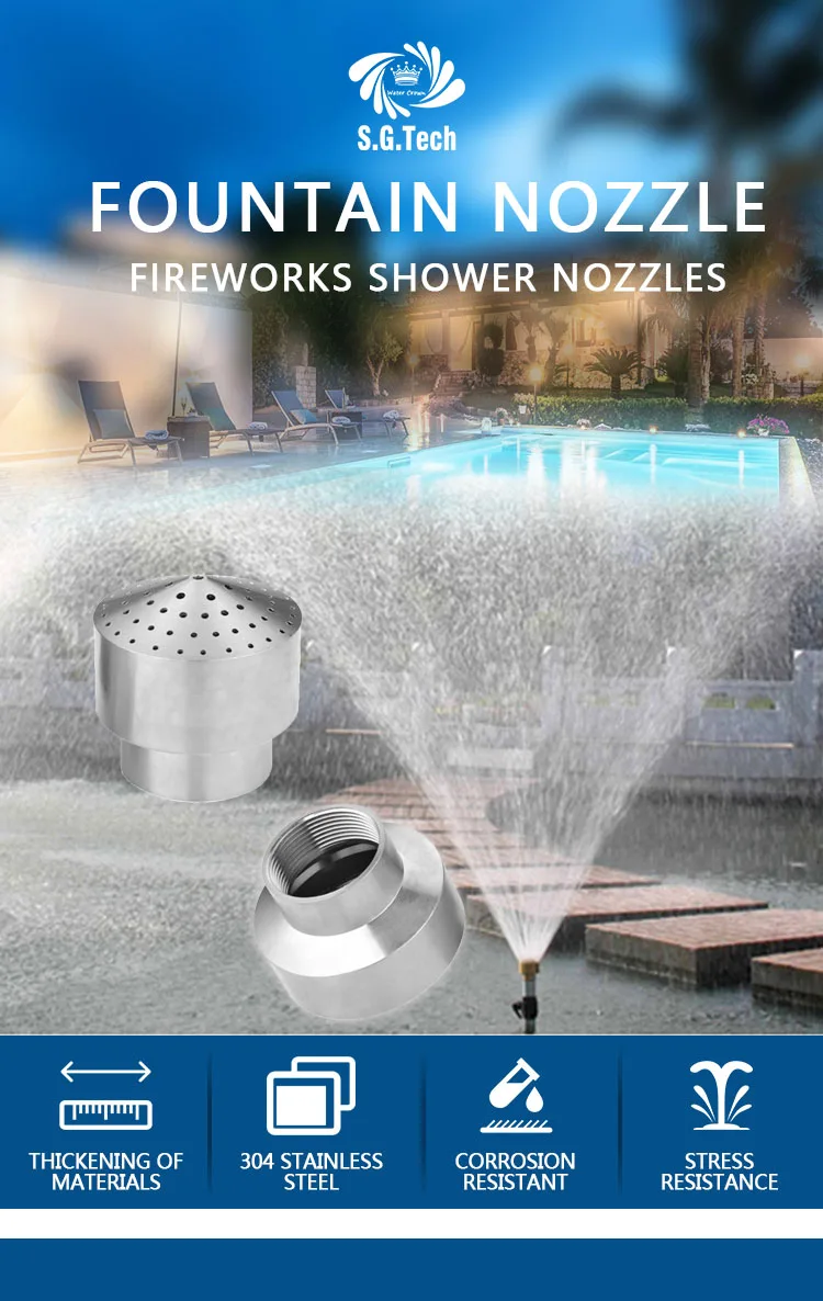 Stainless Steel Ss Firework Shower Nozzle Water Crown For Hotel