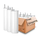 Ready To Ship:Free Shipping USA Warehouse Tumbler Sublimation Blanks Straight Skinny With Plastic Straw