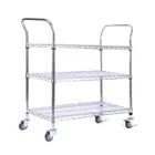 DXS Hot Selling 3 Layers Storage Cart Stainless Steel Rack Carts Trolley With Wire Shelf