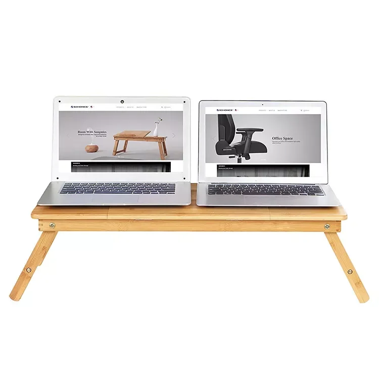 Wooden Laptop Desk Holder Stand Bamboo Laptop Desk Adjustable Table Foldable Portable Laptop Desk