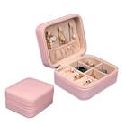 Leather Zipper Box Leather Custom Logo PU Leather Travel Jewelry Zipper Case Storage Organizer Jewelry Box