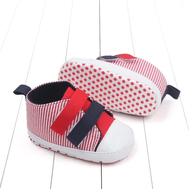 Spring& Autumn Color Matching Stripes Soft Bottom Canvas Shoes Baby Shoes for Girls and Boys supplier