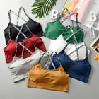 Vest Wholesale Vest Padded Traceless Beauty Back Vest Tank Top Cross Back Strap Seamless Wireless Bra Ladies Vest