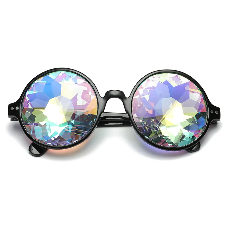 CHRISTYLE Arco iris del partido del festival del delirio Kaleidoscope EDM difractada lente gafas de sol de la UA Negro 