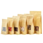 Kraft Paper Bags Wholesale Biodegradable Brown Zipper Top Kraft Paper Bags For Tea Packing