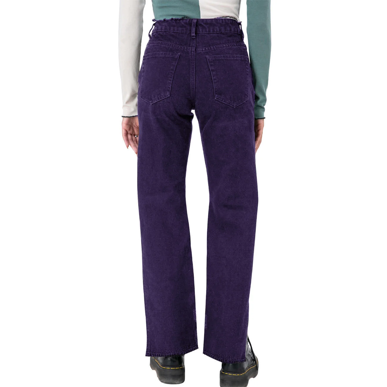 Women's High-End Euro-American Stretch Slim Cut Jeans Casual Mid Waist Solid Color Denim Trousers Straight Style details