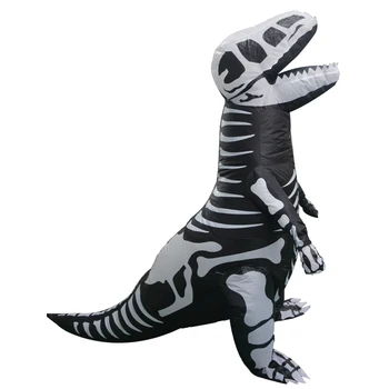 Halloween Inflatable Dinosaur Skeleton Black Jumpsuit Cosplay Costume Adult And Kids Costumes
