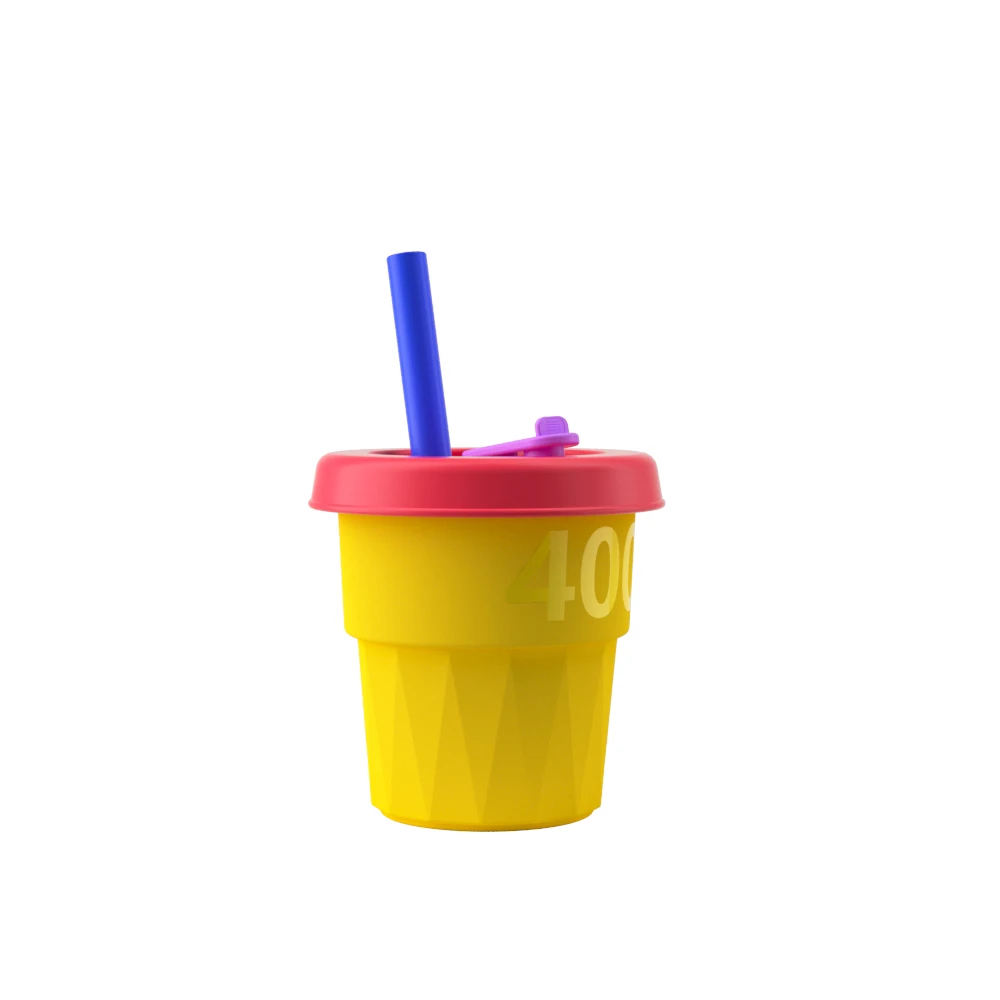 Factory wholesale children's special portable food grade silicone cup coffee cup with straw