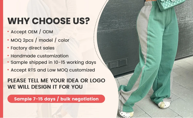 Women's Green Modern Wide Leg Flare Y2K SweatpantsAutumn Patchwork Flare Sweat Pants Men Pants for Ladies Sweat Pants supplier