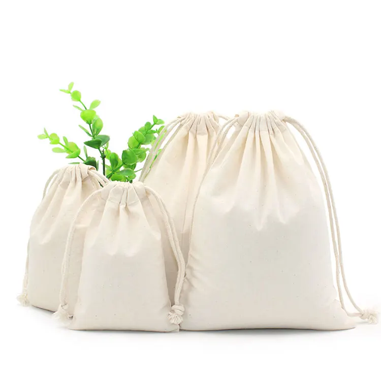 high quality custom muslin drawstring bags cotton